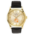 Bulova Men's Corporate Collection Gold-Tone Leather Strap Watch